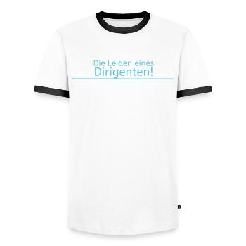 Leiden eines Dirigenten - Männer Kontrast-T-Shirt - Weiß/Schwarz - Vorne - AI Model Female 172 light (172cm) & AI Model Male 178 dark (178cm)