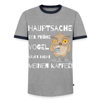 der frühe Vogel - Männer Kontrast-T-Shirt - Grau/Navy  - Vorne - AI Model Female 172 light (172cm) & AI Model Male 178 light (178cm)