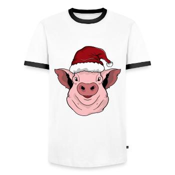 Schwein - Männer Kontrast-T-Shirt - Weiß/Schwarz - Vorne - AI Model Female 172 light (172cm) & AI Model Male 178 dark (178cm)