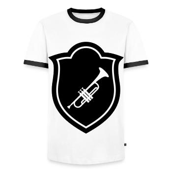 Trumpet / Trumpeter - Men's Ringer Shirt - white/black - Front - AI Model Female 172 light (172cm) & AI Model Male 178 dark (178cm)
