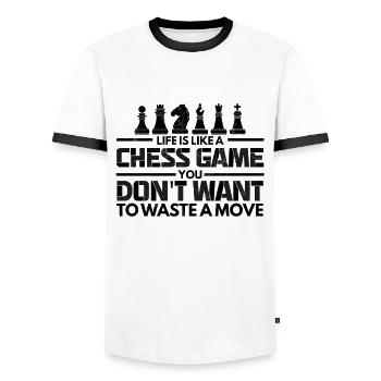Leben Schachspiel Verschwende Keine Zug Schach - Männer Kontrast-T-Shirt - Weiß/Schwarz - Vorne - AI Model Female 172 light (172cm) & AI Model Male 178 dark (178cm)