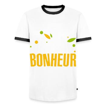 le secret du bonheur s'occuper de ses oignons ! - T-shirt contrasté Homme - blanc/noir - Devant - AI Model Female 172 light (172cm) & AI Model Male 178 dark (178cm)