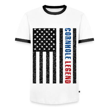 Cornhole Legend États-Unis - T-shirt contrasté Homme - blanc/noir - Devant - AI Model Female 172 light (172cm) & AI Model Male 178 dark (178cm)