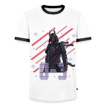 G2 Esports Samurai 0-3 Ugly Christmas Design - Männer Kontrast-T-Shirt - Weiß/Schwarz - Vorne - AI Model Female 172 light (172cm) & AI Model Male 178 dark (178cm)