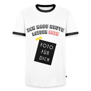 Ich habe heute leider kein Foto für dich - Männer Kontrast-T-Shirt - Weiß/Schwarz - Vorne - AI Model Female 172 light (172cm) & AI Model Male 178 dark (178cm)