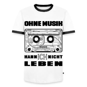 Kassette - Ohne Musik kann ich nicht leben - Männer Kontrast-T-Shirt - Weiß/Schwarz - Vorne - AI Model Female 172 light (172cm) & AI Model Male 178 dark (178cm)