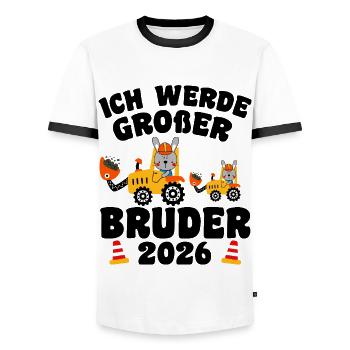 I'm going to be a big brother in 2026 - Men's Ringer Shirt - white/black - Front - AI Model Female 172 light (172cm) & AI Model Male 178 dark (178cm)