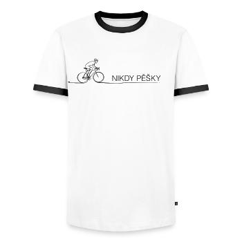 Bicycle Saying Gift for Cyclists & Cyclists - Men's Ringer Shirt - white/black - Front - AI Model Female 172 light (172cm) & AI Model Male 178 dark (178cm)