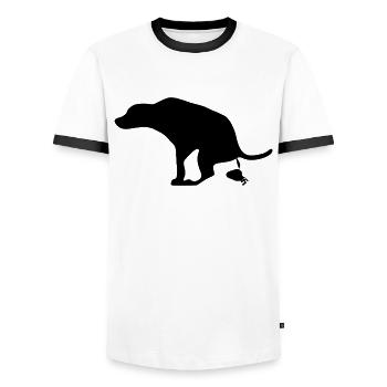 Kleines Stück Scheiße - Männer Kontrast-T-Shirt - Weiß/Schwarz - Vorne - AI Model Female 172 light (172cm) & AI Model Male 178 dark (178cm)