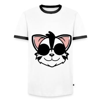 Cat Cats Sunglasses Sun Summer Glasses - Men's Ringer Shirt - white/black - Front - AI Model Female 172 light (172cm) & AI Model Male 178 dark (178cm)