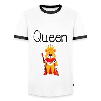 King Queen Partnerlook - T-shirt contrasté Homme - blanc/noir - Devant - AI Model Female 172 light (172cm) & AI Model Male 178 dark (178cm)