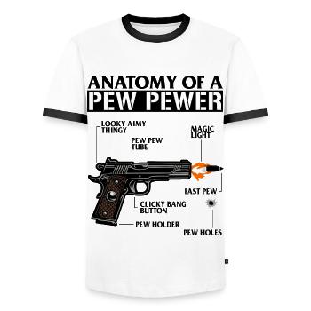 Graphique d’armes à feu - T-shirt contrasté Homme - blanc/noir - Devant - AI Model Female 172 light (172cm) & AI Model Male 178 dark (178cm)