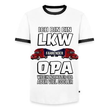 LKW Opa Lastkraftwagen Fernfahrer LKW-Fahrer - Männer Kontrast-T-Shirt - Weiß/Schwarz - Vorne - AI Model Female 172 light (172cm) & AI Model Male 178 dark (178cm)