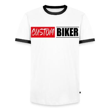 custom biker tuner bikes tuning aufkleber sticker - Männer Kontrast-T-Shirt - Weiß/Schwarz - Vorne - AI Model Female 172 light (172cm) & AI Model Male 178 dark (178cm)