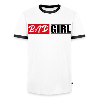 bad girl frau power beliebt sticker aufkleber - Männer Kontrast-T-Shirt - Weiß/Schwarz - Vorne - AI Model Female 172 light (172cm) & AI Model Male 178 dark (178cm)