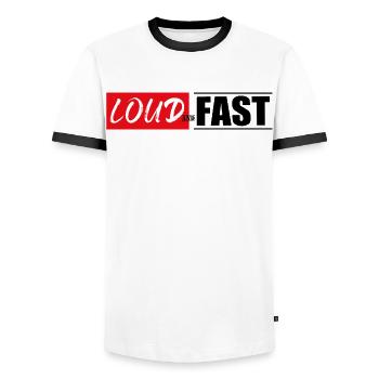 loud and presque tuner tuning visseuse chemise autocollant - T-shirt contrasté Homme - blanc/noir - Devant - AI Model Female 172 light (172cm) & AI Model Male 178 dark (178cm)