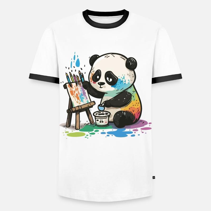 Arty Panda - Männer Kontrast-T-Shirt - Weiß/Schwarz