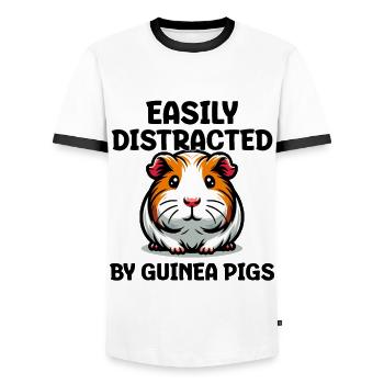 Easily Distracted By Guinea Pigs - Men's Ringer Shirt - white/black - Front - AI Model Female 172 light (172cm) & AI Model Male 178 dark (178cm)