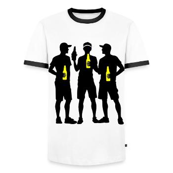 Fête Équipe Bière Enterrement de vie de jeune fille - T-shirt contrasté Homme - blanc/noir - Devant - AI Model Female 172 light (172cm) & AI Model Male 178 dark (178cm)