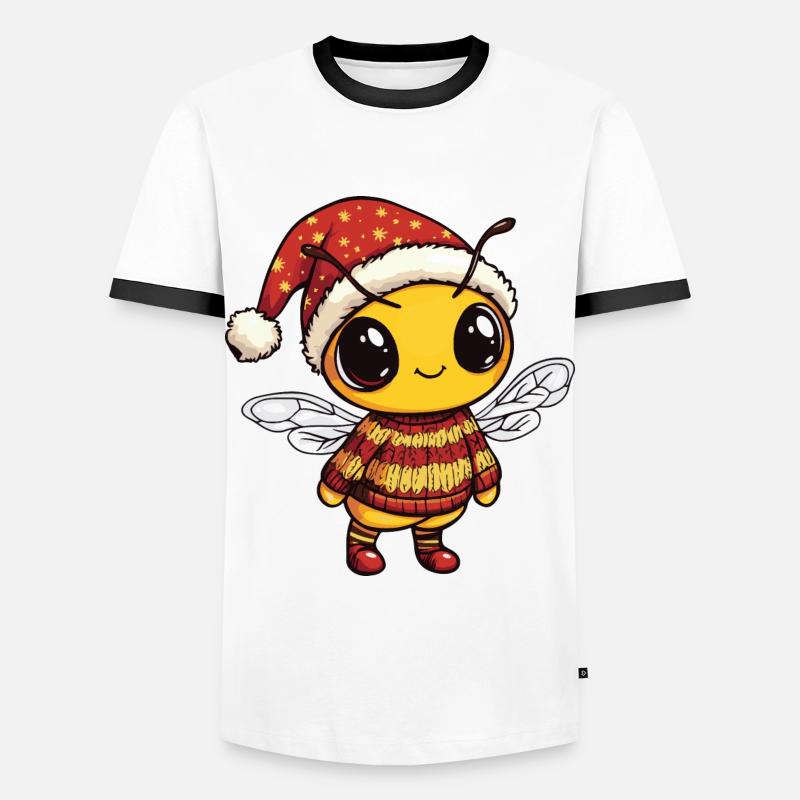 Biene Weihnachten Comic - Männer Kontrast-T-Shirt - Weiß/Schwarz