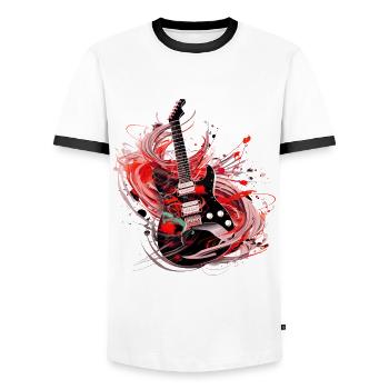 E-Gitarre Gitarre Gitarrist Musik Instrument Rock - Männer Kontrast-T-Shirt - Weiß/Schwarz - Vorne - AI Model Female 172 light (172cm) & AI Model Male 178 dark (178cm)