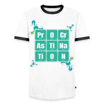 Procrastination Périodique Table of Elements Design - T-shirt contrasté Homme - blanc/noir - Devant - AI Model Female 172 light (172cm) & AI Model Male 178 dark (178cm)
