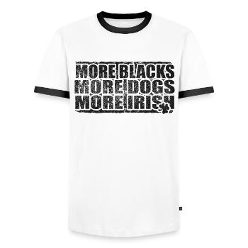 Plus de Noirs Plus de chiens Plus d’Irlandais - T-shirt contrasté Homme - blanc/noir - Devant - AI Model Female 172 light (172cm) & AI Model Male 178 dark (178cm)