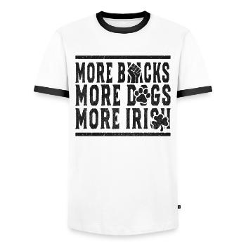 Plus de Noirs Plus de chiens Plus d’Irlandais - T-shirt contrasté Homme - blanc/noir - Devant - AI Model Female 172 light (172cm) & AI Model Male 178 dark (178cm)