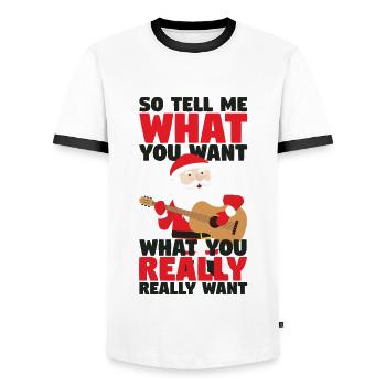 Le Père Noël me dit ce que tu veux Noël - T-shirt contrasté Homme - blanc/noir - Devant - AI Model Female 172 light (172cm) & AI Model Male 178 dark (178cm)