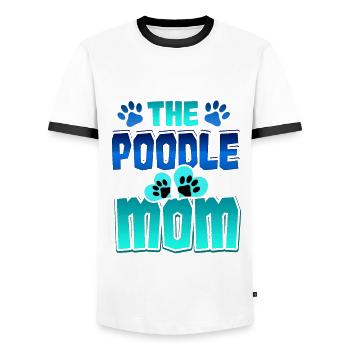 Poodle Mom Dog Mom Poodle Lover Dog Lover - Men's Ringer Shirt - white/black - Front - AI Model Female 172 light (172cm) & AI Model Male 178 dark (178cm)