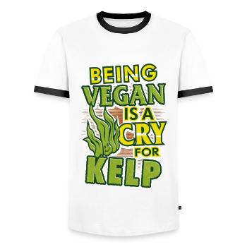 Veganisme Humour Être végétalien est un cri pour le varech - T-shirt contrasté Homme - blanc/noir - Devant - AI Model Female 172 light (172cm) & AI Model Male 178 dark (178cm)