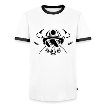 Feuerwehrmann Feuerwehrmann Feueraxt Ersthelfer - Männer Kontrast-T-Shirt - Weiß/Schwarz - Vorne - AI Model Female 172 light (172cm) & AI Model Male 178 dark (178cm)