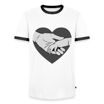 Neuer Vater Händchen haltend mit Baby Vatertag - Männer Kontrast-T-Shirt - Weiß/Schwarz - Vorne - AI Model Female 172 light (172cm) & AI Model Male 178 dark (178cm)