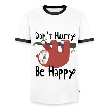 Dont Hurry Be Happy - T-shirt contrasté Homme - blanc/noir - Devant - AI Model Female 172 light (172cm) & AI Model Male 178 dark (178cm)