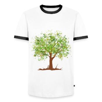 Arbre vert d'été - T-shirt contrasté Homme - blanc/noir - Devant - AI Model Female 172 light (172cm) & AI Model Male 178 dark (178cm)