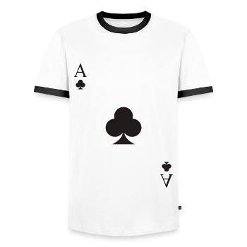 Card game cross ace - Men's Ringer Shirt - white/black - Front - AI Model Female 172 light (172cm) & AI Model Male 178 dark (178cm)