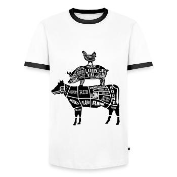 Grillen Fleischteile Huhn Schwein Rind - Männer Kontrast-T-Shirt - Weiß/Schwarz - Vorne - AI Model Female 172 light (172cm) & AI Model Male 178 dark (178cm)