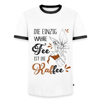 Die Einzig Wahre Fee Ist Die Kaffee - Männer Kontrast-T-Shirt - Weiß/Schwarz - Vorne - AI Model Female 172 light (172cm) & AI Model Male 178 dark (178cm)