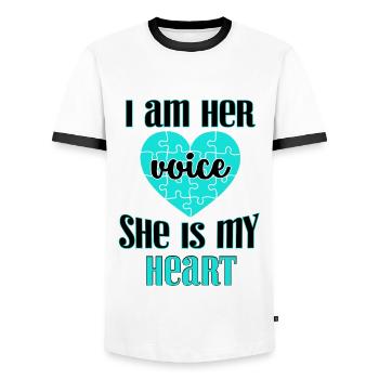 Special Needs Mom Gift I Am Her Voice She is my - Men's Ringer Shirt - white/black - Front - AI Model Female 172 light (172cm) & AI Model Male 178 dark (178cm)