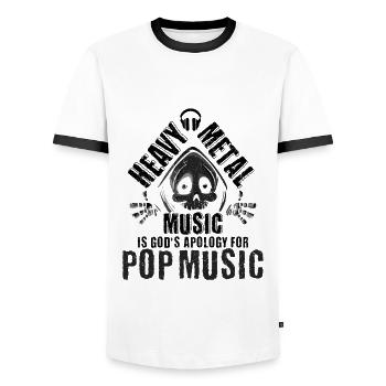 Heavy Metal Musik Fan Heavy Metal Gottes Entschuldigung - Männer Kontrast-T-Shirt - Weiß/Schwarz - Vorne - AI Model Female 172 light (172cm) & AI Model Male 178 dark (178cm)