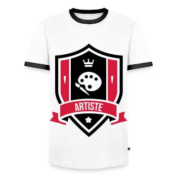 Künstler - Kunst - Männer Kontrast-T-Shirt - Weiß/Schwarz - Vorne - AI Model Female 172 light (172cm) & AI Model Male 178 dark (178cm)