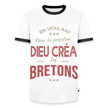 BRETON cadeau humour homme breton fierté bretagne - T-shirt contrasté Homme - blanc/noir - Devant - AI Model Female 172 light (172cm) & AI Model Male 178 dark (178cm)