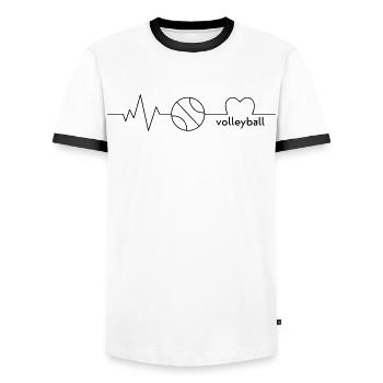 Volleyball - Männer Kontrast-T-Shirt - Weiß/Schwarz - Vorne - AI Model Female 172 light (172cm) & AI Model Male 178 dark (178cm)
