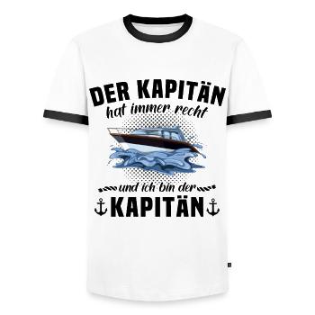 Kapitän Boot Bootsführerschein - Männer Kontrast-T-Shirt - Weiß/Schwarz - Vorne - AI Model Female 172 light (172cm) & AI Model Male 178 dark (178cm)