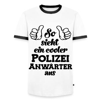 So sieht ein cooler Polizeianwärter aus Polizist - Männer Kontrast-T-Shirt - Weiß/Schwarz - Vorne - AI Model Female 172 light (172cm) & AI Model Male 178 dark (178cm)