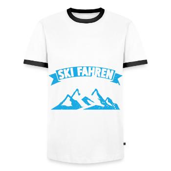 Lustige Skifahrer Ski Fahren Alter Mann auf Skiern - Männer Kontrast-T-Shirt - Weiß/Schwarz - Vorne - AI Model Female 172 light (172cm) & AI Model Male 178 dark (178cm)