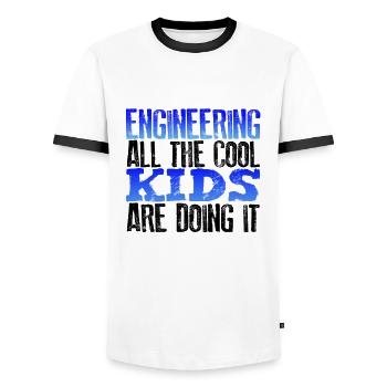 Engineer Gift Engineering All the Cool Kids Doing - Men's Ringer Shirt - white/black - Front - AI Model Female 172 light (172cm) & AI Model Male 178 dark (178cm)