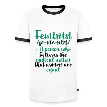 Feminismus Geschenk Radikale Vorstellung Frauen sind gleich - Männer Kontrast-T-Shirt - Weiß/Schwarz - Vorne - AI Model Female 172 light (172cm) & AI Model Male 178 dark (178cm)