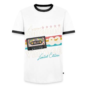 1993 Vintage Vintage Retro Birthday Gift - Men's Ringer Shirt - white/black - Front - AI Model Female 172 light (172cm) & AI Model Male 178 dark (178cm)