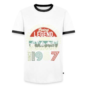Awesome September 1957 65. Geburtstag Geschenk - Männer Kontrast-T-Shirt - Weiß/Schwarz - Vorne - AI Model Female 172 light (172cm) & AI Model Male 178 dark (178cm)